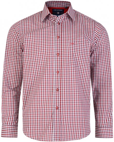 Kam Jeans 6140 Long Sleeve Shirt Red - Hemden - Overhemden Grote Maten Heren