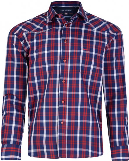Kam Jeans 6143 Long Sleeve Shirt Red - Hemden - Overhemden Grote Maten Heren