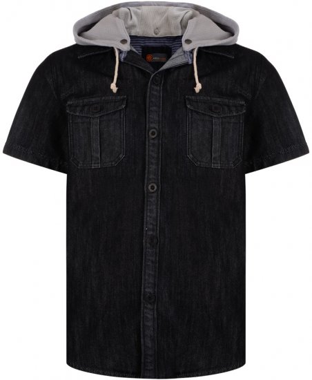 Kam Jeans Luiz Short Sleeve Denim Shirt Black - Hemden - Overhemden Grote Maten Heren