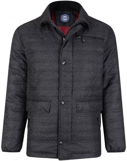 Kam Jeans 67 Casual Quilted Jacket Charcoal - Jassen - Grote Maten Herenjassen