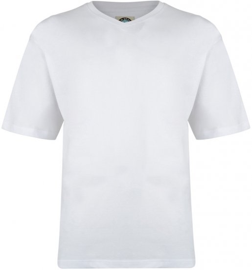 Kam Jeans V-neck T-shirt White - T-shirts - Grote Maten T-shirts Heren