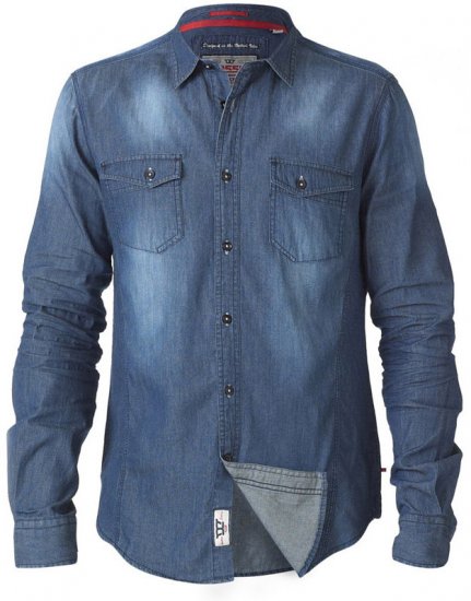 D555 Tobias LS Vintage Denim Shirt - Hemden - Overhemden Grote Maten Heren