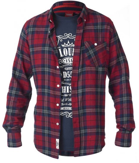 D555 Richard Long Sleeve Shirt & T-shirt Combo - Hemden - Overhemden Grote Maten Heren