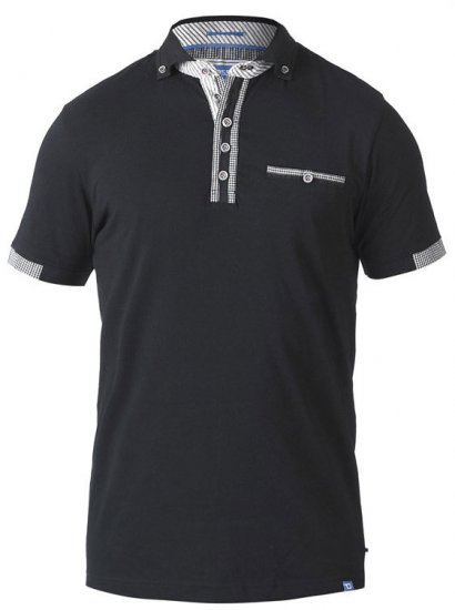 D555 SWANN Short Sleeve Stretch Polo Black - Polo shirts - Grote Maten Poloshirts Heren