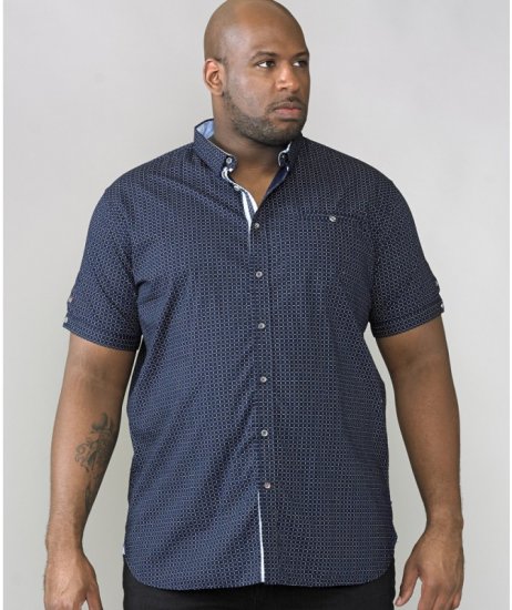 D555 Republic Short Sleeve Shirt Navy - Hemden - Overhemden Grote Maten Heren