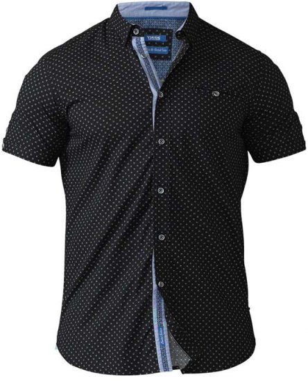 D555 Ollie Short Sleeve Shirt Black - Hemden - Overhemden Grote Maten Heren