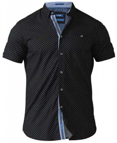 D555 Ollie Short Sleeve Shirt Black - Hemden - Overhemden Grote Maten Heren