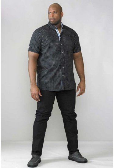 D555 Ollie Short Sleeve Shirt Black - Hemden - Overhemden Grote Maten Heren