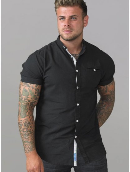D555 Dwight Short Sleeve Shirt Black - Hemden - Overhemden Grote Maten Heren