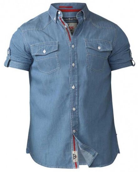 D555 Nathan Short Sleeve Shirt Blue - Hemden - Overhemden Grote Maten Heren
