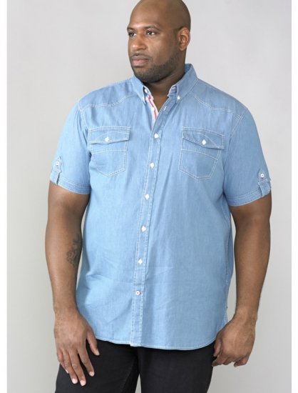 D555 Nathan Short Sleeve Shirt Blue - Hemden - Overhemden Grote Maten Heren