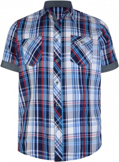 Kam Jeans 6149 Short Sleeve Shirt Blue - Hemden - Overhemden Grote Maten Heren