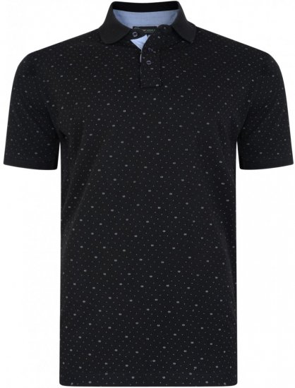 Kam Jeans 5223 Printed Dobby Polo Black - Polo shirts - Grote Maten Poloshirts Heren