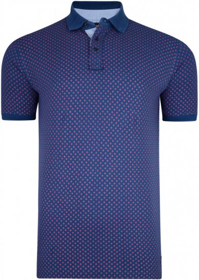 Kam Jeans 5224 Diamond Print Polo Denim - Polo shirts - Grote Maten Poloshirts Heren