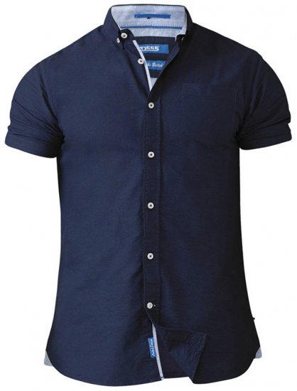 D555 Norman Short Sleeve Oxford Shirt Navy - Hemden - Overhemden Grote Maten Heren
