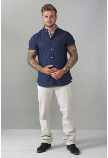 D555 Norman Short Sleeve Oxford Shirt Navy - Hemden - Overhemden Grote Maten Heren