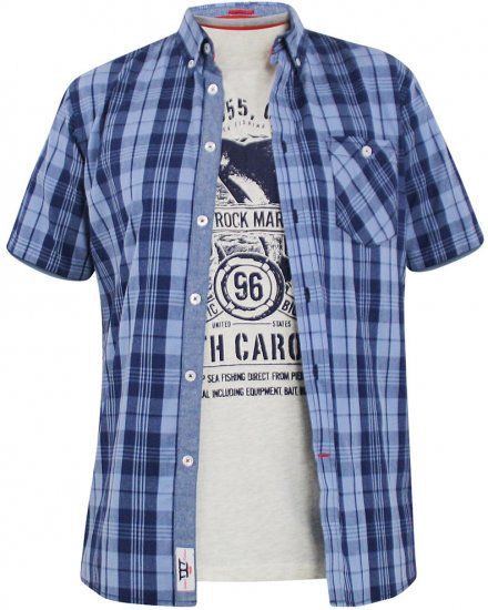 D555 Genoa Short Sleeve Shirt & T-shirt Combo - Hemden - Overhemden Grote Maten Heren