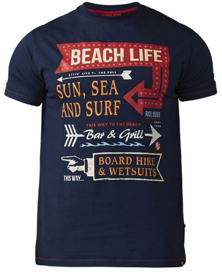 D555 Kennedy T-shirt Navy - T-shirts - Grote Maten T-shirts Heren