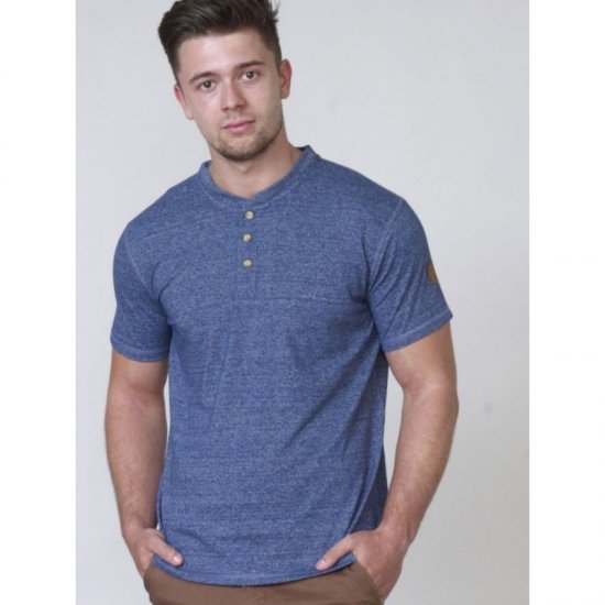 D555 Daniel Grandad T-shirt Denim - T-shirts - Grote Maten T-shirts Heren