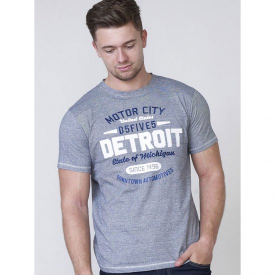 D555 Darcy Embroidered T-shirt Blue - T-shirts - Grote Maten T-shirts Heren