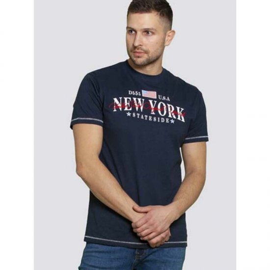 D555 Thornton Embroidery T-shirt Navy - T-shirts - Grote Maten T-shirts Heren