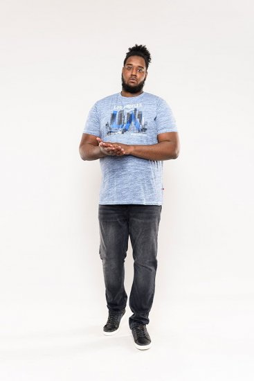 D555 Hobart LA Printed T-Shirt Blue - T-shirts - Grote Maten T-shirts Heren