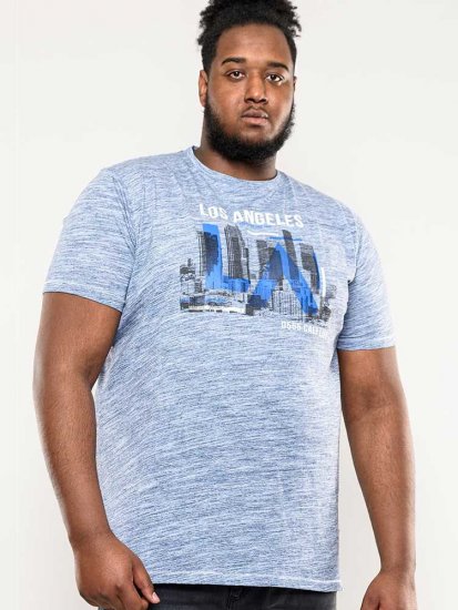 D555 Hobart LA Printed T-Shirt Blue - T-shirts - Grote Maten T-shirts Heren