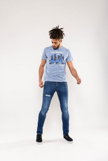 D555 Hobart LA Printed T-Shirt Blue - T-shirts - Grote Maten T-shirts Heren