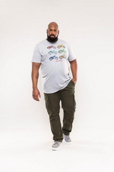 D555 Bathurst Custom Classics Motorbike Printed T-Shirt Grey - T-shirts - Grote Maten T-shirts Heren