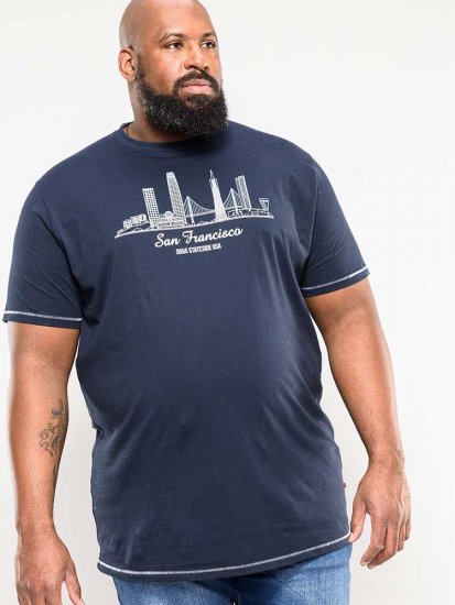 D555 Randwick San Francisco Printed T-Shirt Navy - T-shirts - Grote Maten T-shirts Heren