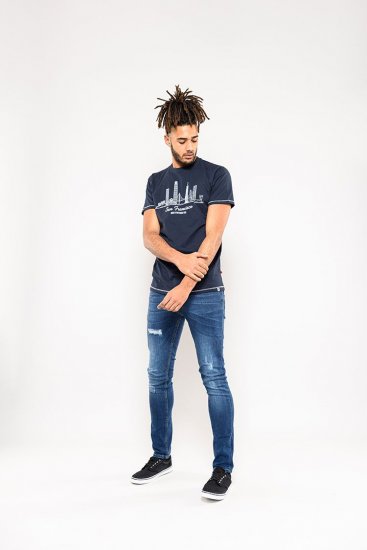 D555 Randwick San Francisco Printed T-Shirt Navy - T-shirts - Grote Maten T-shirts Heren