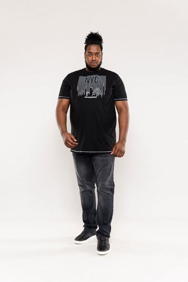 D555 Willoughby NYC Dot Printed T-Shirt Black - T-shirts - Grote Maten T-shirts Heren