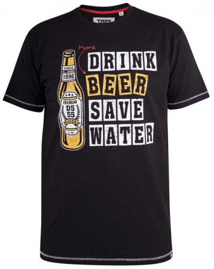 D555 Salford Save Water Drink Beer T-shirt Black - T-shirts - Grote Maten T-shirts Heren