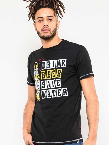 D555 Salford Save Water Drink Beer T-shirt Black - T-shirts - Grote Maten T-shirts Heren
