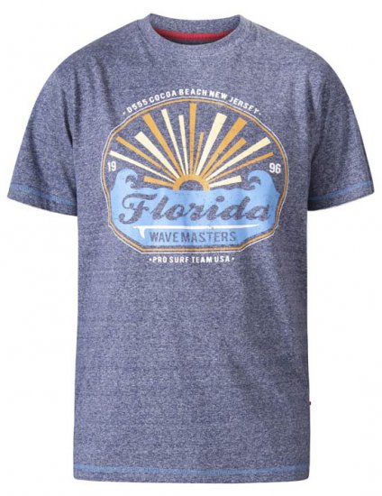 D555 Hallam Florida Wave Masters Crew Neck T-Shirt Navy Twist - T-shirts - Grote Maten T-shirts Heren