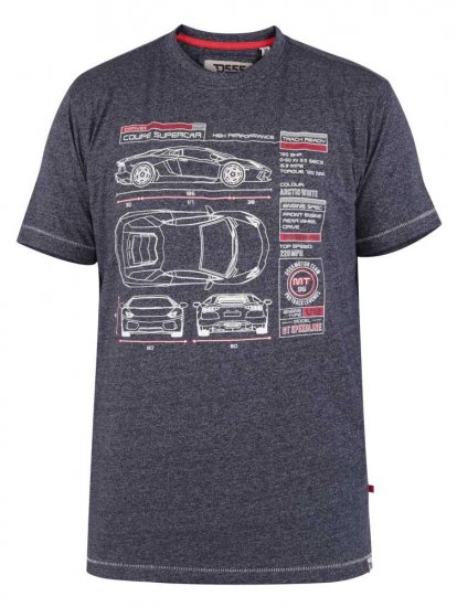 D555 Oakhill Super Car Blueprint T-shirt - T-shirts - Grote Maten T-shirts Heren