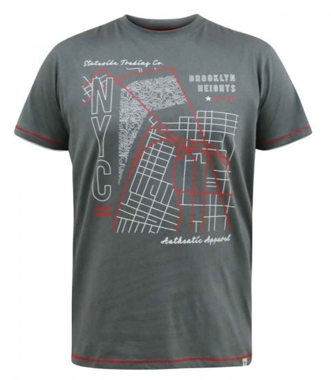 D555 Cobbler Nyc Birdseye Map Printed T-Shirt - T-shirts - Grote Maten T-shirts Heren