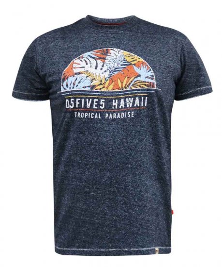 D555 Upton Hawaii Leaf Printed T-Shirt - T-shirts - Grote Maten T-shirts Heren