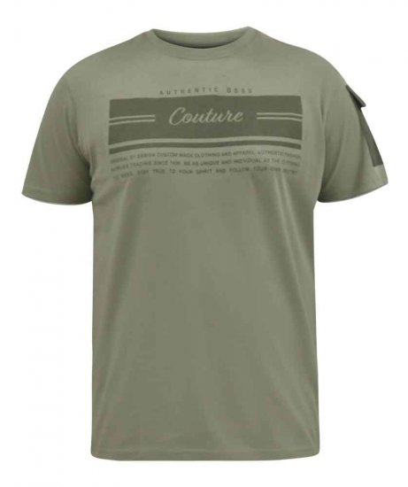 D555 Yarwell Printed T-Shirt With Sleeve Pocket - T-shirts - Grote Maten T-shirts Heren