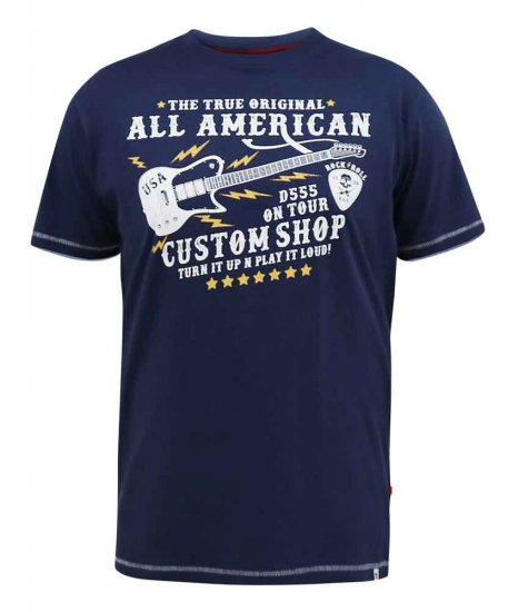 D555 Bronte All American Guitar Printed T-Shirt - T-shirts - Grote Maten T-shirts Heren