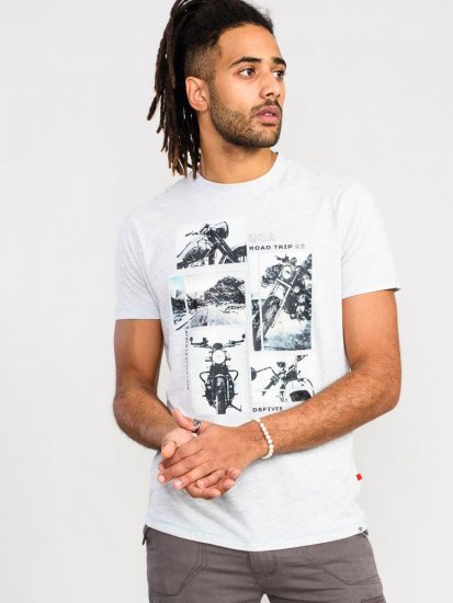 D555 Trafford Bike Photo Printed T-Shirt White - T-shirts - Grote Maten T-shirts Heren