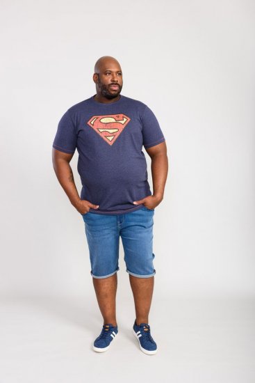 D555 Scampton Official Superman Printed T-Shirt Navy - T-shirts - Grote Maten T-shirts Heren