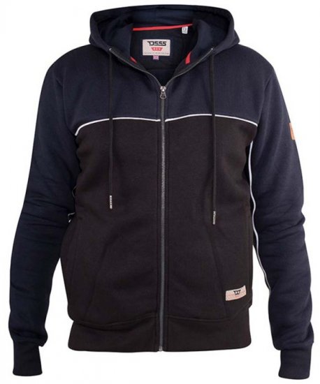 D555 Vincent Full Zip Hoody With Chest And Sleeve Piping Detail - Sweaters & hoodies - Sweaters & Hoodies Grote Maten Heren