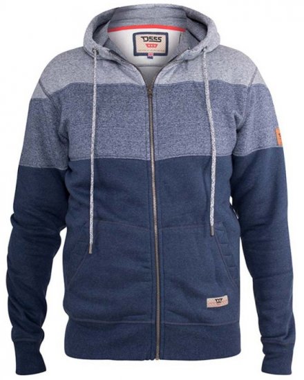 D555 Columbus Cut And Sew Panelled Zip Through Hoody Blue - Sweaters & hoodies - Sweaters & Hoodies Grote Maten Heren