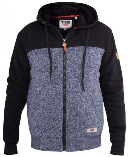 D555 Allen Zip Through Hoody With Sherpa Lining - Sweaters & hoodies - Sweaters & Hoodies Grote Maten Heren