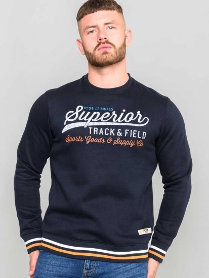 D555 Marlow Printed Crew Neck Sweatshirt Navy - Sweaters & hoodies - Sweaters & Hoodies Grote Maten Heren