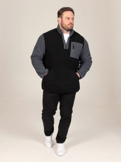 D555 Daly Quarter Zip Fleece Sweatshirt Zwart/Grijs - Sweaters & hoodies - Sweaters & Hoodies Grote Maten Heren