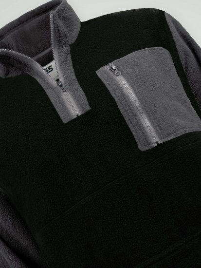 D555 Daly Quarter Zip Fleece Sweatshirt Zwart/Grijs - Sweaters & hoodies - Sweaters & Hoodies Grote Maten Heren