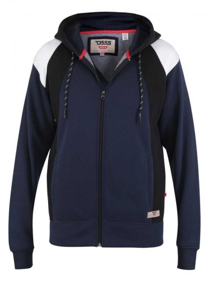 D555 Silverton Contrast Panneled Hoodie Navy - Sweaters & hoodies - Sweaters & Hoodies Grote Maten Heren
