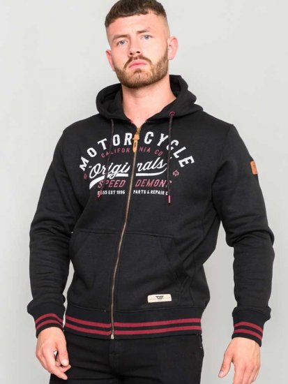 D555 Patrick Full Zip Hoody With 'Motorcycle' Chest Print - Sweaters & hoodies - Sweaters & Hoodies Grote Maten Heren